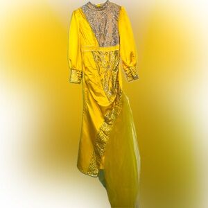 Yellow long sleeves party dress